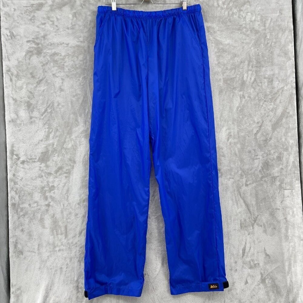 Vintage REI Blue Nylon Rain Paints Cinch Cuff Outdoors Gorpcore Packable